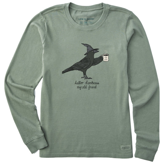 Women's Hello Darkness Raven Long Sleeve Crusher Tee