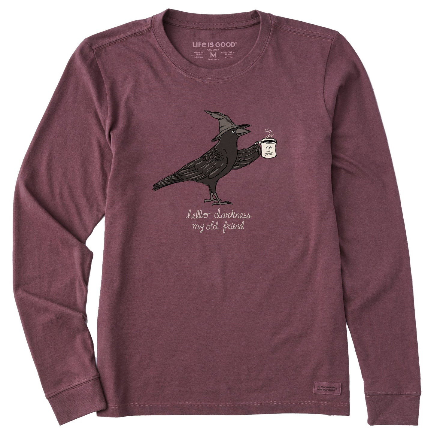 Women's Hello Darkness Raven Long Sleeve Crusher Tee