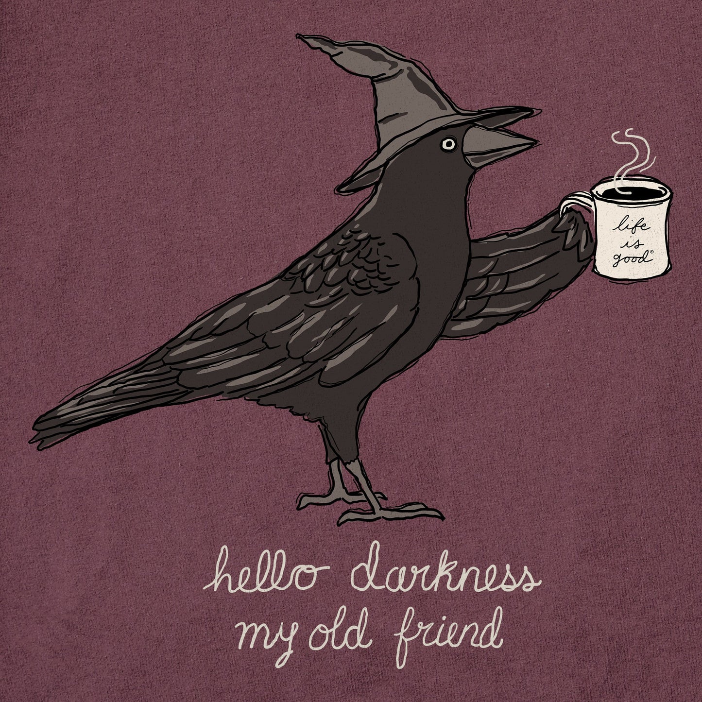 Women's Hello Darkness Raven Long Sleeve Crusher Tee